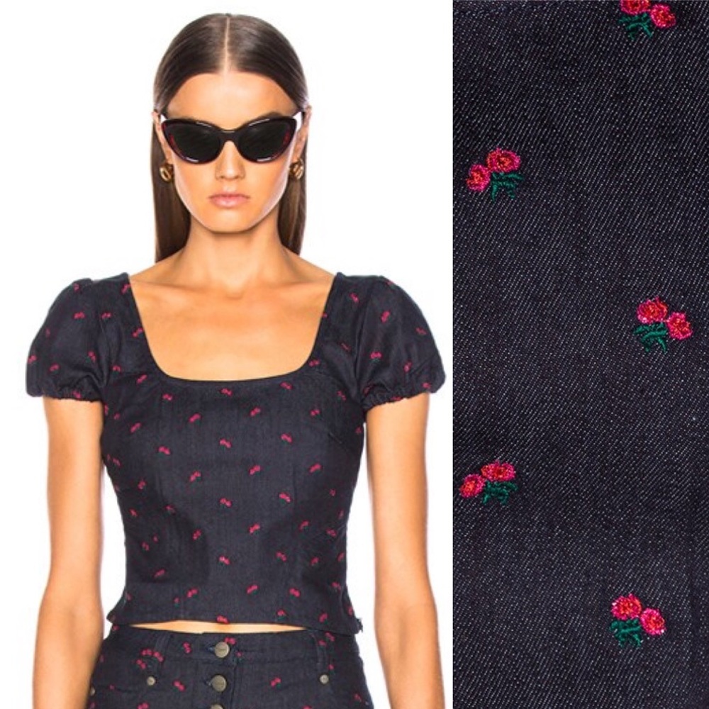 Miaou Kelly Top in Rose Embroidery